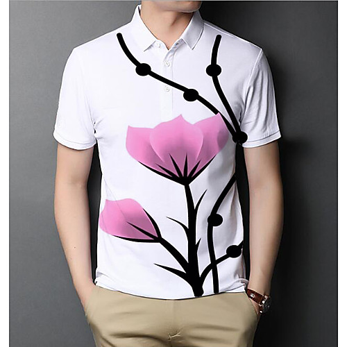 

Men's Floral Graphic Polo Basic Elegant Daily Going out White