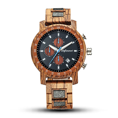 

Men's Sport Watch Japanese Quartz Wood Wooden Analog Fashion Cool - Brown Coffee