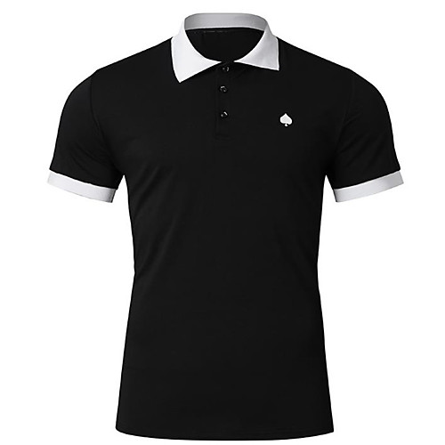 

Men's Polo Solid Colored Short Sleeve Daily Tops Hawaiian Black
