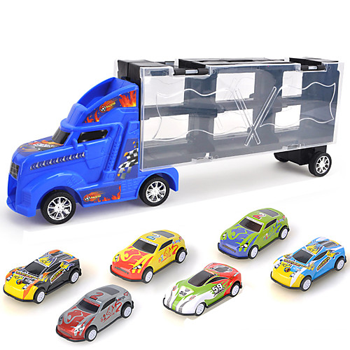 

Carrier Truck Pull Back Car / Inertia Car Pull Back Vehicle Race Car Cargo Truck Simulation Plastic & Metal Mini Car Vehicles Toys for Party Favor or Kids Birthday Gift Includes 6pcs Toy Cars 16 pcs