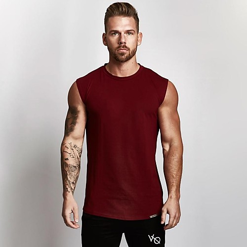 

Men's Sleeveless Running Tank Top Singlet Top Athleisure Summer Cotton Breathable Soft Sweat Out Fitness Gym Workout Performance Running Training Sportswear Solid Colored Normal White Black Red Army