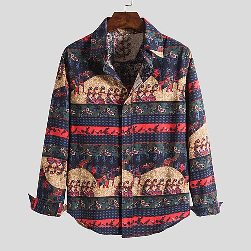 

Men's Shirt Graphic Long Sleeve Daily Tops Exaggerated Hawaiian Black