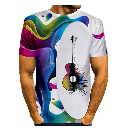

Men's T shirt Graphic Print Short Sleeve Daily Tops Basic Rainbow