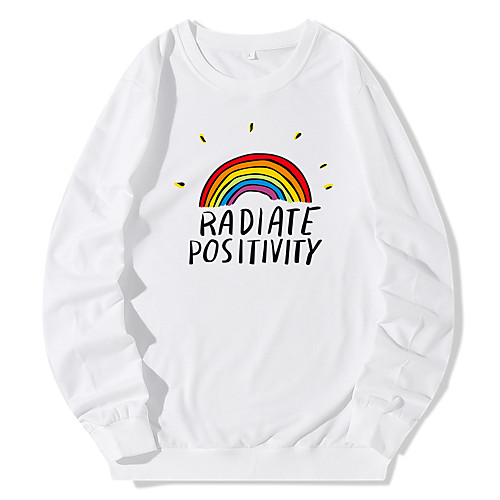 

Women's Pullover Sweatshirt Rainbow Daily Casual Hoodies Sweatshirts White Black Blue