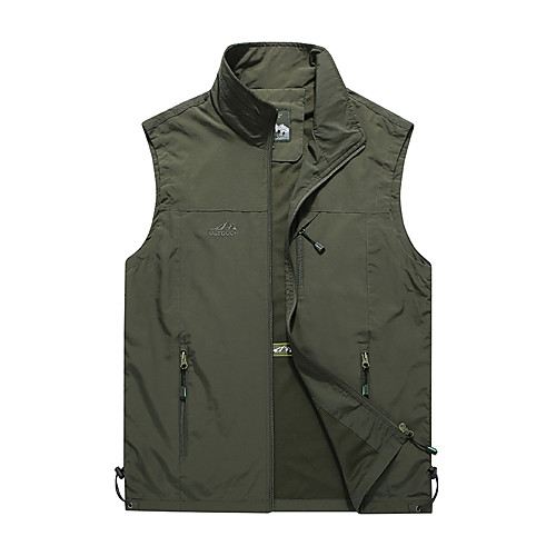 

Men's Hiking Vest / Gilet Fishing Vest Outdoor Solid Color Windproof Quick Dry Lightweight Breathable Top Hunting Fishing Climbing Black Army Green Khaki Dark Blue