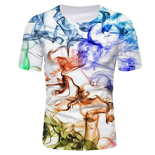 

Men's T shirt Graphic Print Short Sleeve Daily Tops Basic Blue