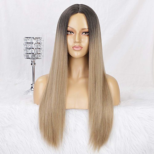 

Synthetic Wig Straight Middle Part Wig Long Ombre Blonde Synthetic Hair 28 inch Women's Party Classic Fashion Ombre
