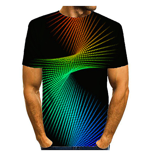 

Men's T shirt Graphic Optical Illusion Print Short Sleeve Daily Tops Basic Black