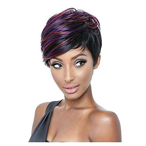 

Synthetic Wig Curly Side Part Wig Short Black / Purple Synthetic Hair 10 inch Women's Party New Arrival Cool Mixed Color