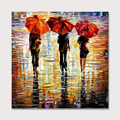 

Oil Painting Hand Painted Square Landscape People Modern Rolled Canvas (No Frame)