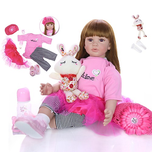 

KEIUMI 24 inch Reborn Doll Baby & Toddler Toy Reborn Toddler Doll Baby Girl Gift Cute Lovely Parent-Child Interaction Tipped and Sealed Nails Half Silicone and Cloth Body with Clothes and Accessories