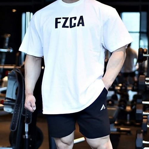 

Men's Short Sleeve Workout Tops Running Shirt Tee Tshirt Top Athleisure Cotton Breathable Soft Sweat Out Fitness Gym Workout Performance Running Training Sportswear Normal WhiteRed White Black