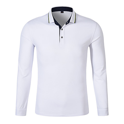 

Men's Golf Polo Shirts Long Sleeve Breathable Quick Dry Soft Athleisure Outdoor Autumn / Fall Winter Spring Cotton Solid Color White Black Yellow Red Blue / Micro-elastic