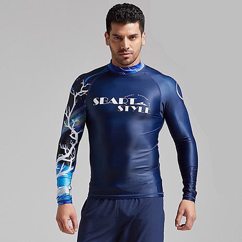 

Men's Rash Guard Elastane Top Breathable Quick Dry Long Sleeve Swimming Diving Water Sports Autumn / Fall Spring Summer / Stretchy