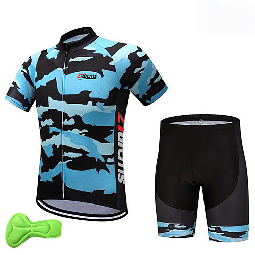 

Fastcute Boys' Short Sleeve Cycling Jersey with Shorts - Kid's Lycra Navy Blue Camo Bike Clothing Suit Breathable Quick Dry Anatomic Design Moisture Wicking Sports Camo Mountain Bike MTB Road Bike