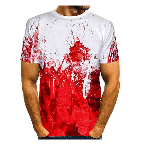 

Men's T shirt Graphic Print Short Sleeve Daily Tops Basic Red