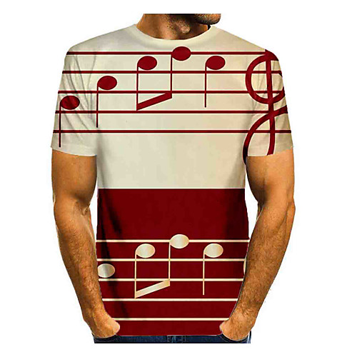 

Men's T shirt Graphic Print Short Sleeve Daily Tops Basic Brown
