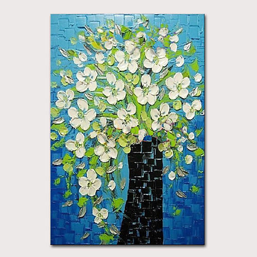 

Oil Painting Hand Painted Vertical Still Life Floral / Botanical Modern Stretched Canvas