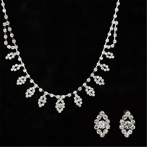 

Women's White AAA Cubic Zirconia Stud Earrings Choker Necklace Bridal Jewelry Sets Tennis Chain Mini Stylish Luxury Earrings Jewelry Silver For Party Wedding Engagement 1 set