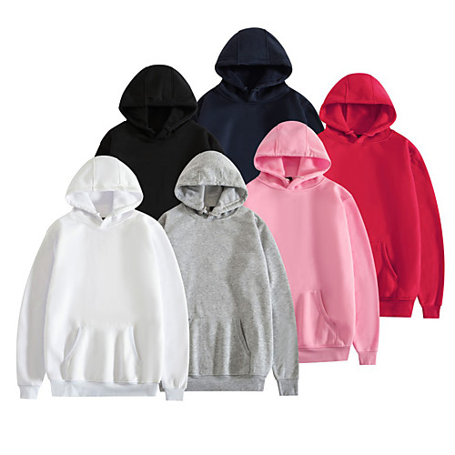 

Women's Hoodie Pullover Black White Pink Pure Color Drawstring Pocket Fleece Cotton Solid Color Cute Sport Athleisure Hoodie Top Long Sleeve Breathable Soft Comfortable Exercise & Fitness Running