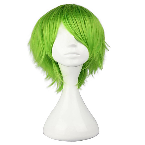 

Cosplay Costume Wig Synthetic Wig Toupees Curly Cosplay Layered Haircut Wig Short Light Brown Silver grey Green Yellow Synthetic Hair 10 inch Men's Synthetic Youth Green hairjoy