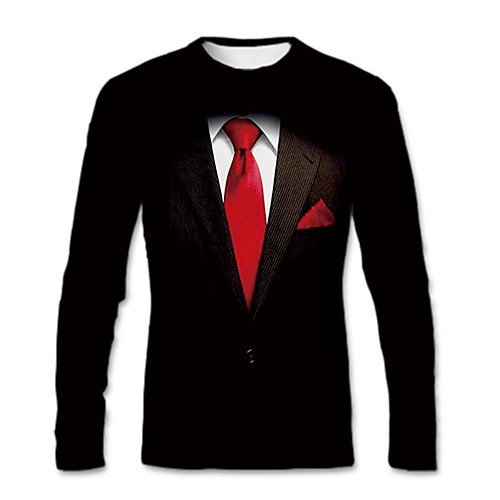 

Men's T shirt Graphic Print Long Sleeve Daily Tops Streetwear Blue Red Green