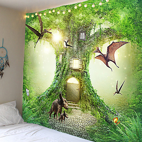 

Fantasy animal tapestries under the tree to hang cloth decorative cloth cloth in the background. 100% polyester fiber material