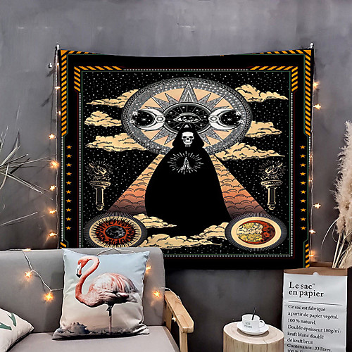 

Tarot Divination Wall Tapestry Art Decor Blanket Curtain Picnic Tablecloth Hanging Home Bedroom Living Room Dorm Decoration Mysterious Bohemian Skull Skeleton Star Moon