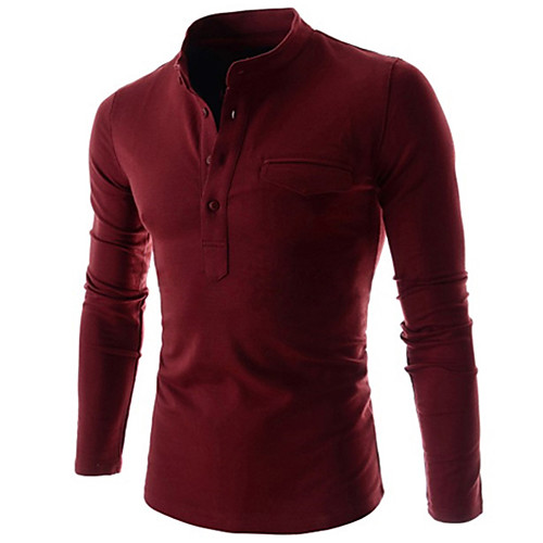 

Men's Polo Solid Colored Long Sleeve Daily Tops Basic White Black Wine