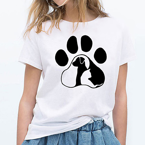 

Women's T-shirt Graphic Prints Print Round Neck Tops 100% Cotton Basic Basic Top White Black Yellow