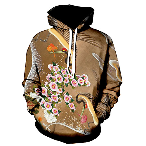 

Men's Hoodie Floral Graphic Daily 3D Print Basic Hoodies Sweatshirts Camel