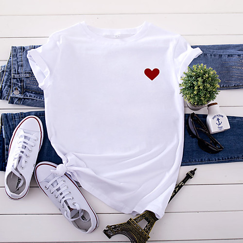 

Women's T-shirt Graphic Prints Print Round Neck Tops 100% Cotton Basic Basic Top White Black Yellow