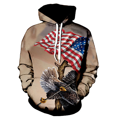 

Men's Daily Hoodie Graphic National Flag Hooded Basic Hoodies Sweatshirts Khaki