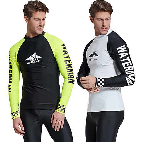 

Men's Rash Guard Elastane Top Breathable Quick Dry Long Sleeve Swimming Diving Water Sports Patchwork Autumn / Fall Spring Summer / Stretchy