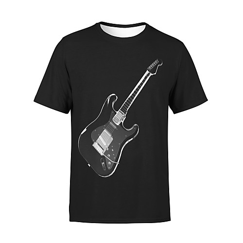 

Men's T shirt Graphic Plus Size Print Short Sleeve Club Tops Rock Streetwear Black