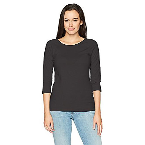 

Women's stretch cotton raglan sleeve tee top black