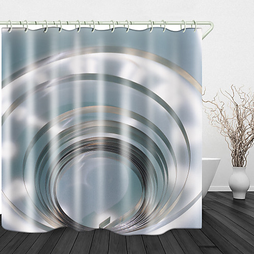 

Technology Swirl Background Digital Print Waterproof Fabric Shower Curtain For Bathroom Home Decor Covered Bathtub Curtains Liner Includes With Hooks