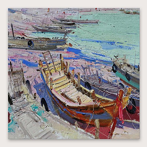 

Oil Painting Hand Painted Square Abstract Landscape Modern Stretched Canvas