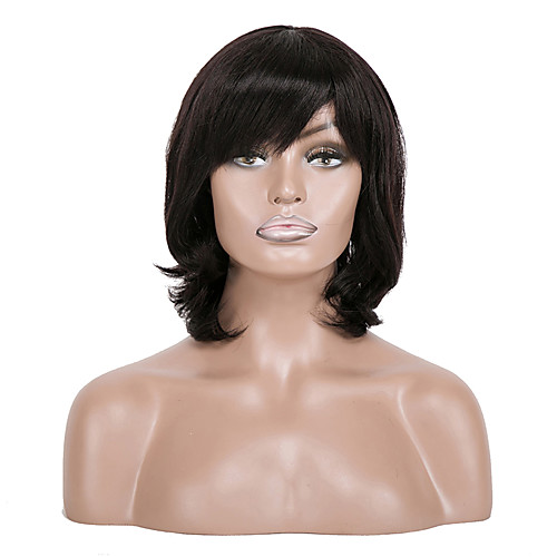 

Remy Human Hair Wig Short Natural Straight Bob Natural Best Quality Hot Sale Natural Hairline Capless Brazilian Hair Women's Natural Black #1B 10 inch