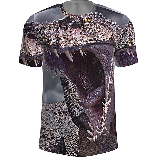 

Men's T shirt Graphic Animal Print Short Sleeve Daily Tops Basic Dark Gray