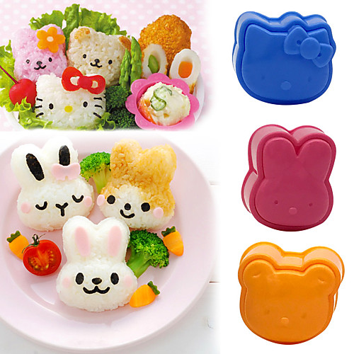 

3D Cartoon Sushi Maker Children Rice Ball Mould Sandwich DIY Tool Kitchen Accessories 3Pcs Cute Roll Mold