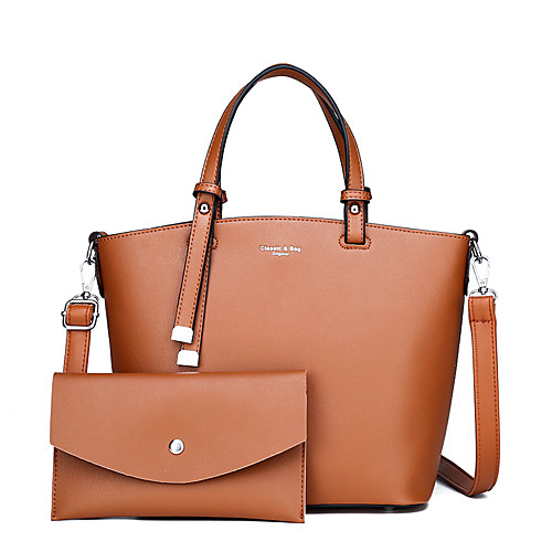 

Women's Bags PU Leather Leather Bag Set 2 Pieces Purse Set Zipper Daily Outdoor Bag Sets 2021 Handbags White Black Red Yellow