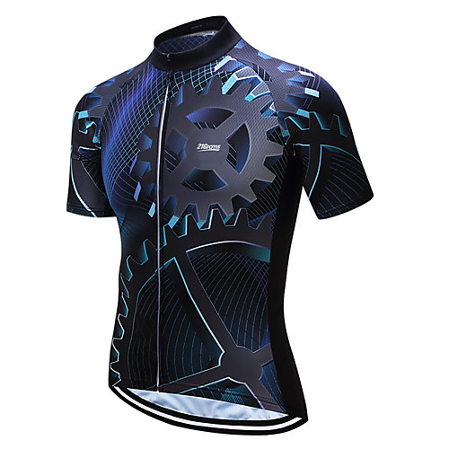 

21Grams Men's Short Sleeve Cycling Jersey Coolmax Blue / Black Black Purple Bike Jersey Top Mountain Bike MTB Road Bike Cycling Moisture Wicking Limits Bacteria Sports Clothing Apparel / Stretchy