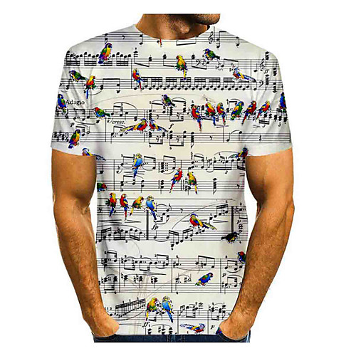 

Men's T shirt Graphic Print Short Sleeve Daily Tops Basic White