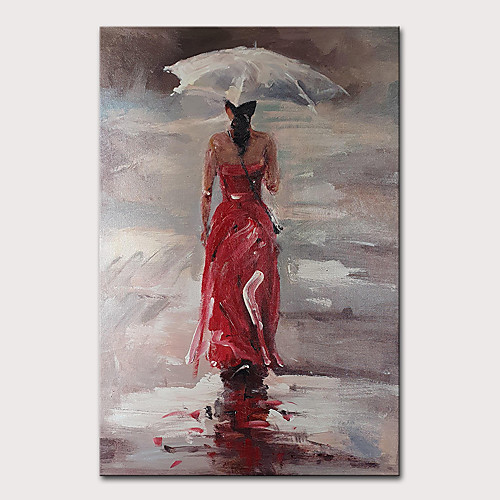

Oil Painting Hand Painted Vertical People Pop Art Modern Rolled Canvas (No Frame)