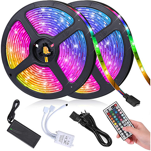 

RGB LED Strip Light kit 10M 600 SMD 5050 LEDs with 44 Key Remote Dimmable LED Ribbon for Home Lighting Kitchen Bar Power Supply 12V 6A