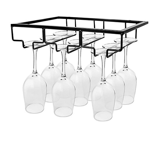 

Wine Glass Rack Under Cabinet Stemware Holder Metal Wine Glass Organizer Glasses Storage Hanger for Bar Kitchen Home Black Gold White 3 Rows