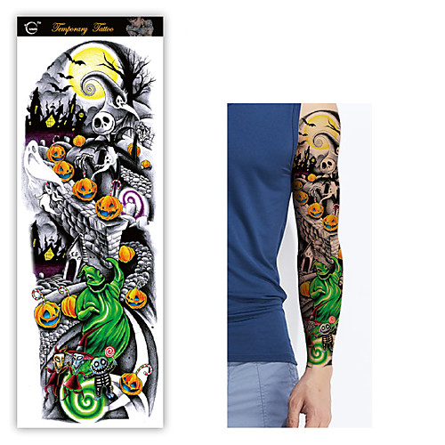 

6 Sheets Randomly Full Arm Temporary Tattoo Stickers Waterproof Temporary Tattoo Black Body Tattoo Stickers For Women Men Halloween Party QB001-QB008