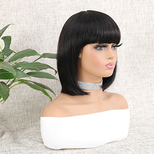 

Wig Short Natural Straight Bob Natural Best Quality Hot Sale Capless Brazilian Hair Women's Natural Black #1B 8 inch 10 inch 12 inch