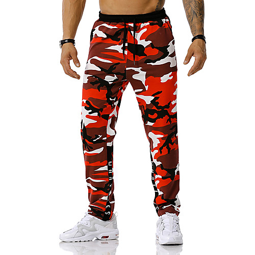 

Men's Sports & Outdoors Casual Basic Cotton Loose Daily Sports Loose Jogger Sweatpants Pants Camouflage Full Length Red Orange Light gray / Spring / Summer / Fall / Winter